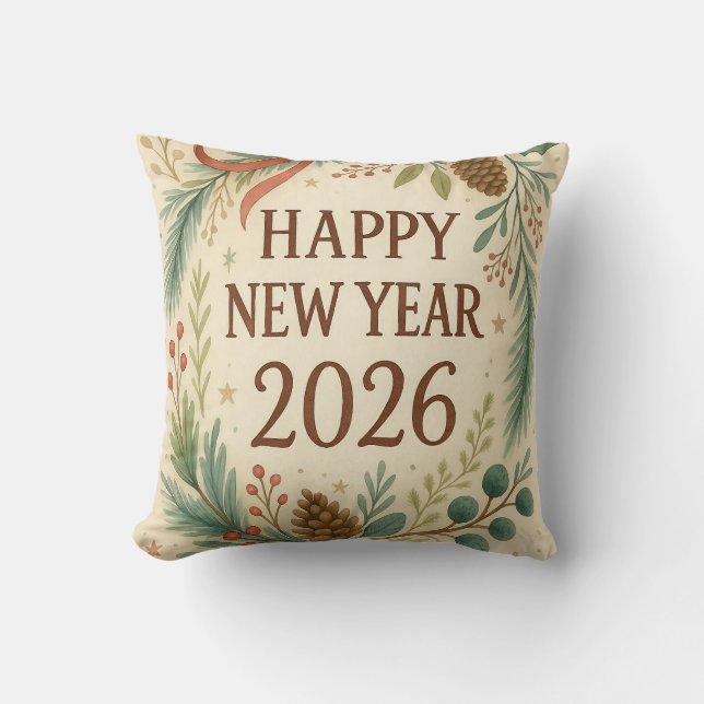 rustic throw pillow for happy new year 2026 kissen (Vorderseite)