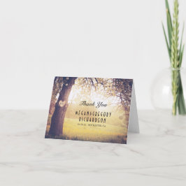 Rustic Tree and Wood Heart Wedding Thank You Dankeskarte