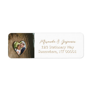 Rustic Tree Bark Heart Foto Hochzeitadresse