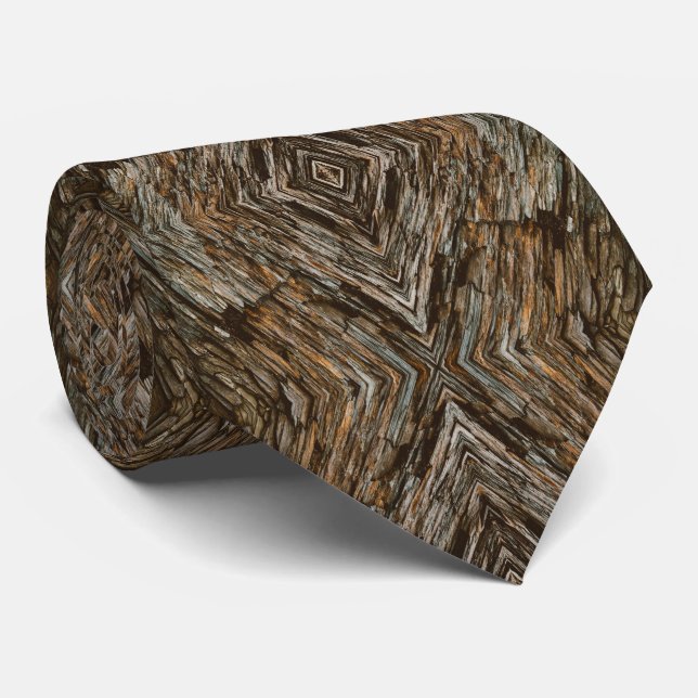 Rustic Tree Bark Photo Southwest Diamond Pattern Krawatte (Gerollt)