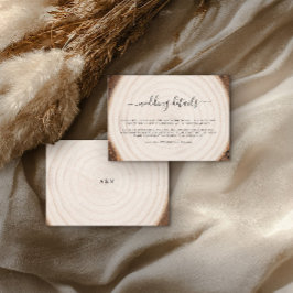 Rustic Tree Ring Wood Grain Wedding Details  Begleitkarte