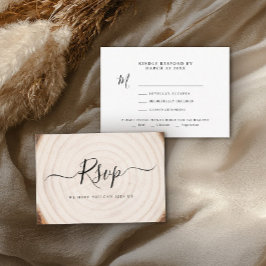 Rustic Tree Ring Wood Grain Wedding RSVP Karte