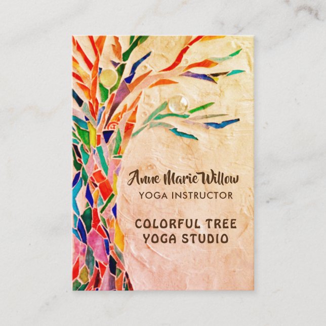 Rustic Tree Yoga Studio Business Card Visitenkarte (Vorderseite)