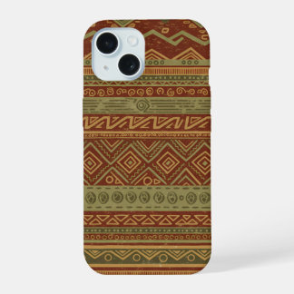 Rustic Tribal Geometric Pattern Earthy Boho Chic iPhone 15 Hülle