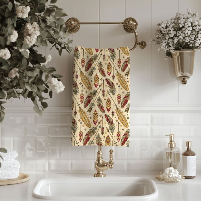 Rustic Tribal Towel Arrows and Feathers Design Badhandtuch Set (Rustic Tribal Towel Arrows and Feathers Design)