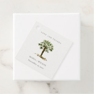 Rustic Tropical Beach Palm Tree Hochzeit dank Geschenkanhänger