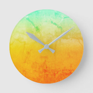 Rustic Turquoise and Gold Runde Wanduhr