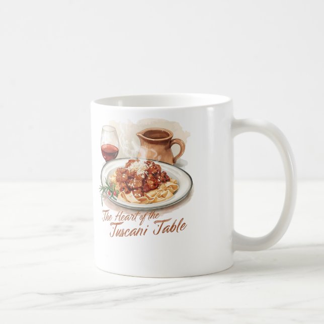 Rustic Tuscan Pappardelle Pasta Watercolor Art Kaffeetasse (Rechts)
