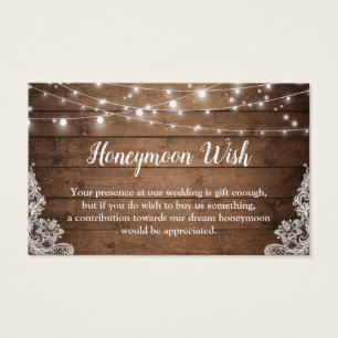 Rustic Twinkle Lights Wedeymoon Fund Card