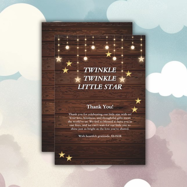 Rustic Twinkle Twinkle Little Star Baby Dusche Dankeskarte (Von Creator hochgeladen)