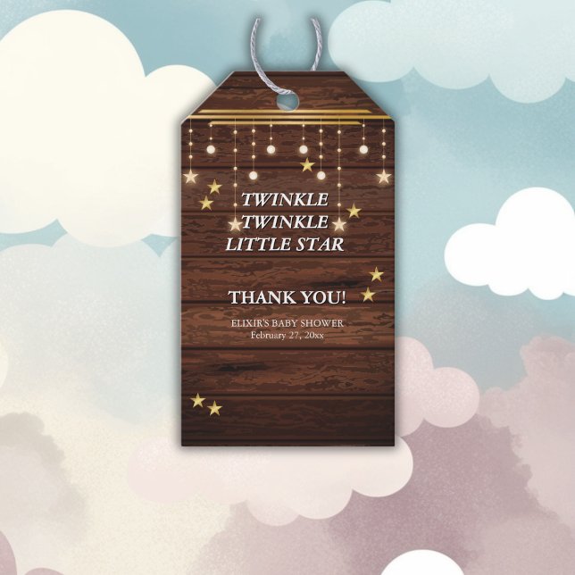 Rustic Twinkle Twinkle Little Star Baby Dusche Geschenkanhänger (Von Creator hochgeladen)