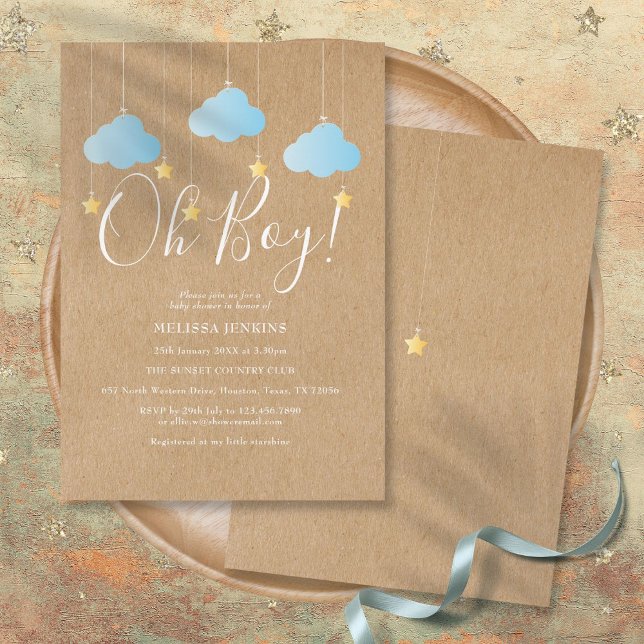 Rustic Twinkle Twinkle Oh Boy Baby Dusche Einladung (Rustic Twinkle Twinkle Oh Boy Baby Shower Invitation)