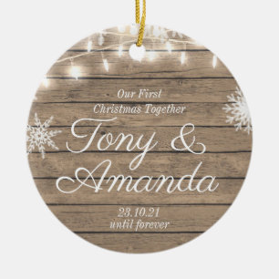 Rustic Unser erstes Weihnachtsgeschenk Keramik Ornament