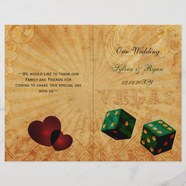 Rustic Vegas Emerald Green gefaltetes Hochzeitspro (Vorderseite)