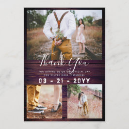 RUSTIC Vielen Dank Hochzeitfotografie Lila Dankeskarte