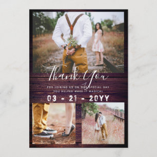 RUSTIC Vielen Dank Hochzeitfotografie Lila Dankeskarte