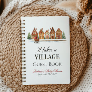 Rustic Village House Winter Baby Showbook Notizbuch