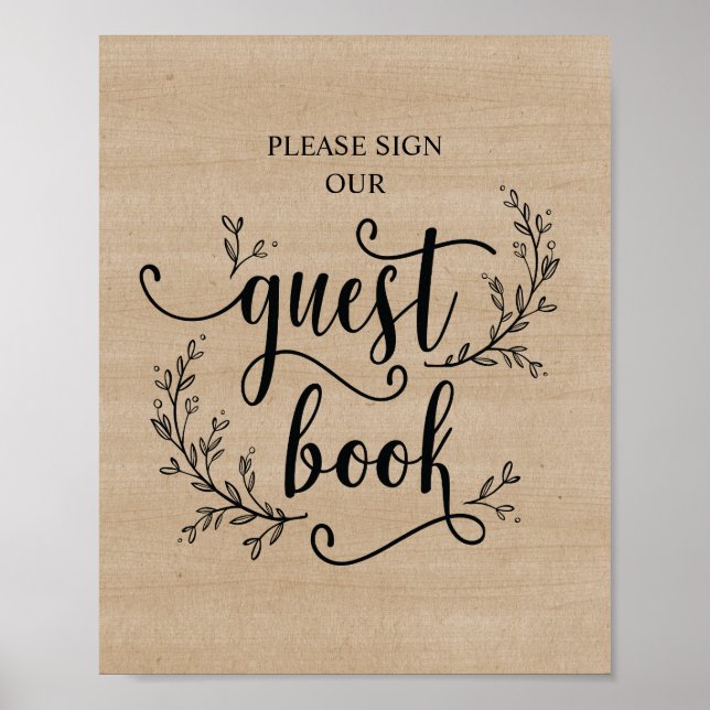Rustic Vines Wedbook sign poster (Vorne)