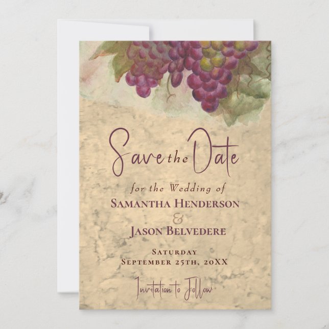 Rustic Vineyard Watercolor Wedding Save the Date (Vorderseite)