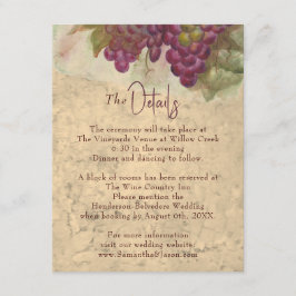 Rustic Vineyard Wedding Details Enclosure Card Begleitkarte