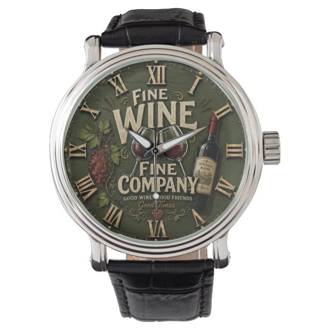 Rustic Vineyard Wine Lover Armbanduhr (Vorderseite)
