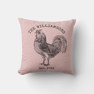 Rustic Vintage Antique Family Name Farm Rooster Kissen