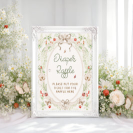 Rustic Vintage Baby Shower Diaper Raffle Poster