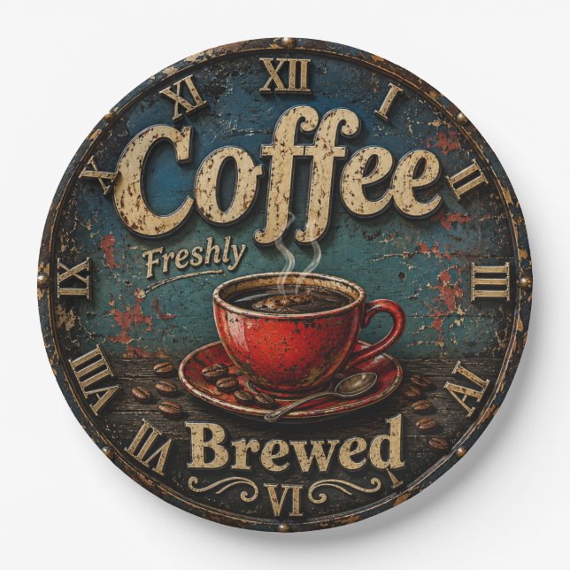 Rustic Vintage Coffee  Pappteller (Vorderseite)