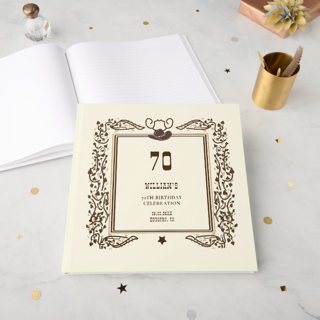 Rustic Vintage Cowboy Western Barn Elegant  Gästebuch (Vorderseite offen)