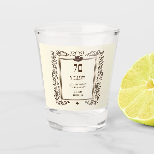 Rustic Vintage Cowboy Western Barn Elegant  Schnapsglas (Vorderseite)