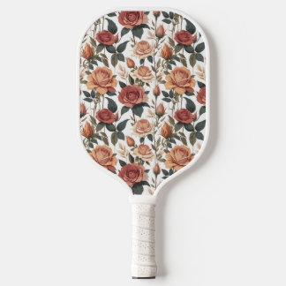 Rustic Vintage Flower Red Rose Nature Print Pickleball Schläger