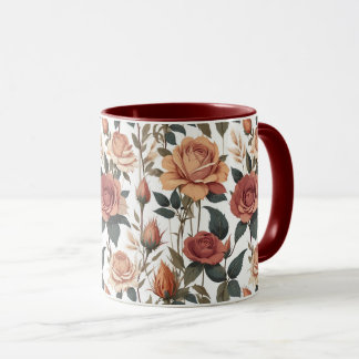 Rustic Vintage Flower Red Rose Nature Print Tasse
