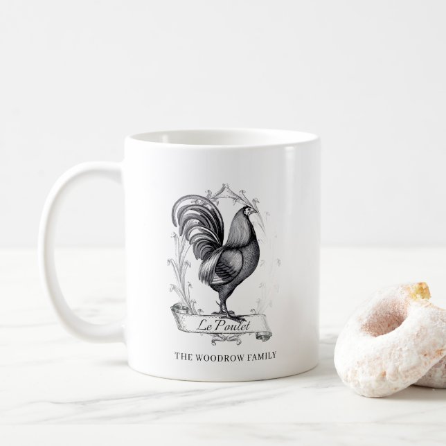 Rustic Vintage Hen Family Name Farm  Kaffeetasse (Mit Donut)