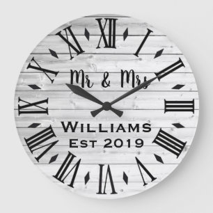Rustic Vintage Personalized Wood Custom Große Wanduhr