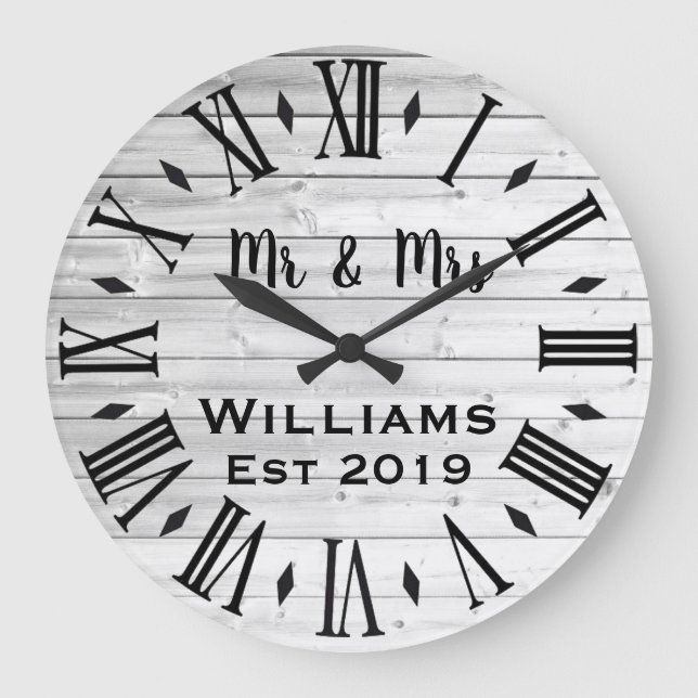 Rustic Vintage Personalized Wood Custom Große Wanduhr (Vorderseite)