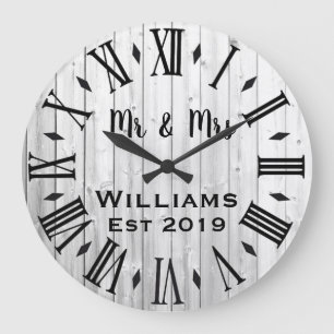 Rustic Vintage Personalized Wood Custom Große Wanduhr