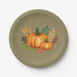 Rustic Vintage Pumpkin Thanksgiving Party Pappteller