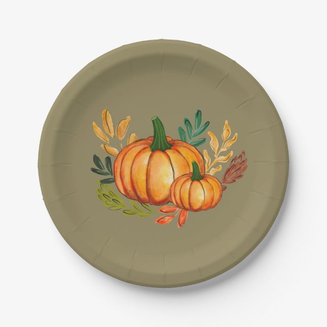 Rustic Vintage Pumpkin Thanksgiving Party Pappteller (Vorderseite)