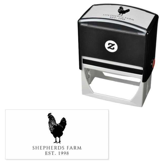Rustic Vintage Rooster Farm Logo Permastempel (Beispiel)