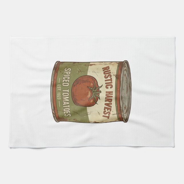 Rustic Vintage Spiced Tomato Can Geschirrtuch (Horizontal)