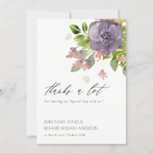 RUSTIC VIOLET PINK WILD BLUME & FOLIAGE Vielen Dan Dankeskarte