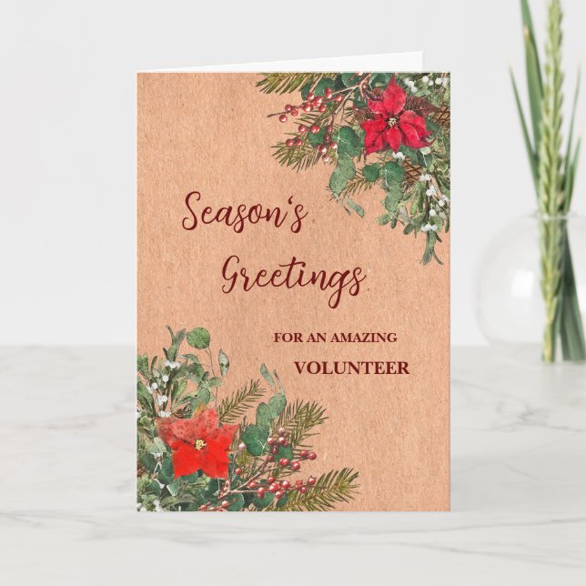 Rustic Volunteer Weihnachtskarte Karte (Vorderseite)