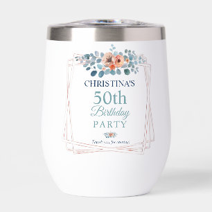 Rustic Watercolor Blue Floral 50. Geburtstagsparty