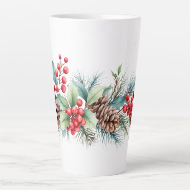 Rustic Watercolor Border Milchtasse (Vorderseite)