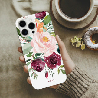 Rustic Watercolor Botanical with Monogram iPhone 16 Pro Max Hülle