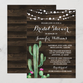 Rustic Watercolor Cactus Barn Wood Brautparty Einladung