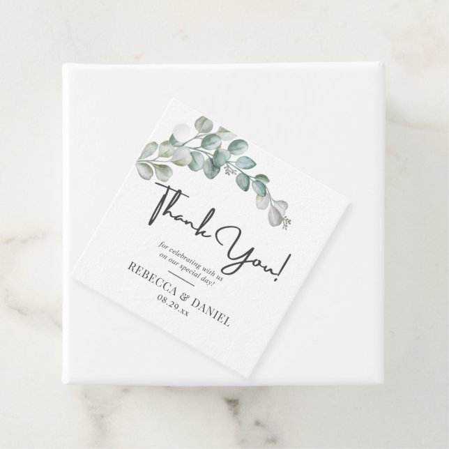 Rustic Watercolor Eucalyptus Greenery Wedding Geschenkanhänger (Beispiel)