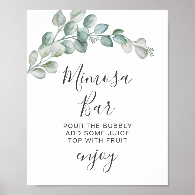 Rustic Watercolor Eucalyptus Greenery Wedding Poster (Vorne)