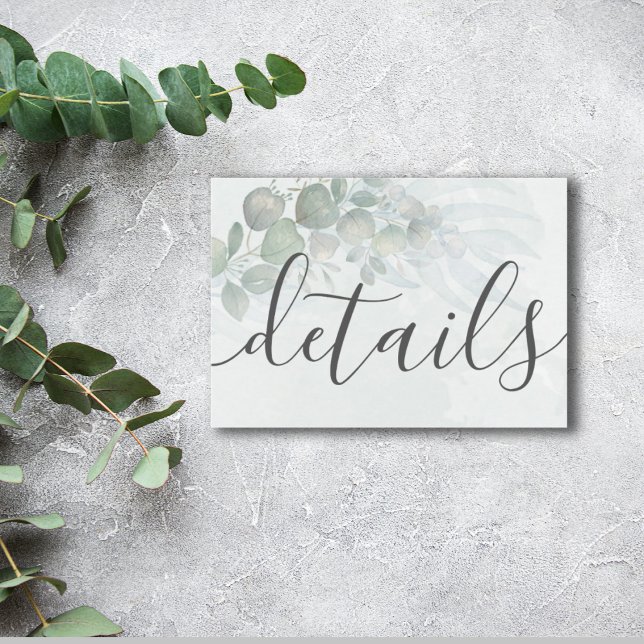 Rustic Watercolor Eucalyptus  Wedding Details Begleitkarte (Von Creator hochgeladen)