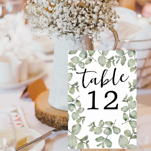 Rustic Watercolor Eucalyptus Wedding Table Number Tischnummer (Von Creator hochgeladen)